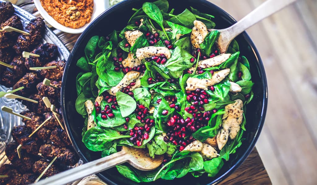 Broccoli Brussel Sprout Salad with cranberries and nuts.