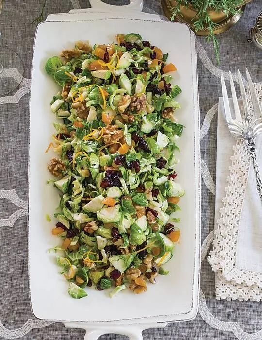 Broccoli Brussel Sprout Salad with cranberries and nuts