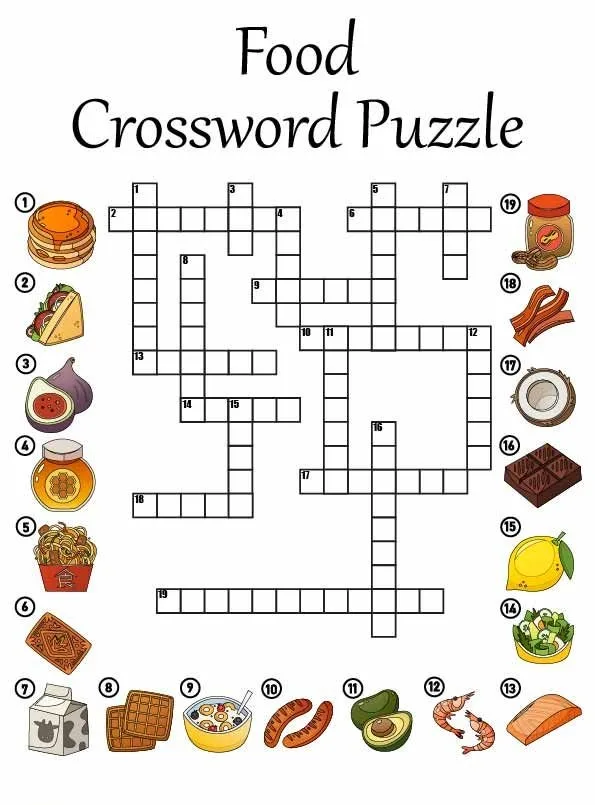 Healthy Breakfast Crossword Puzzle featuring clues about fruits and oats.