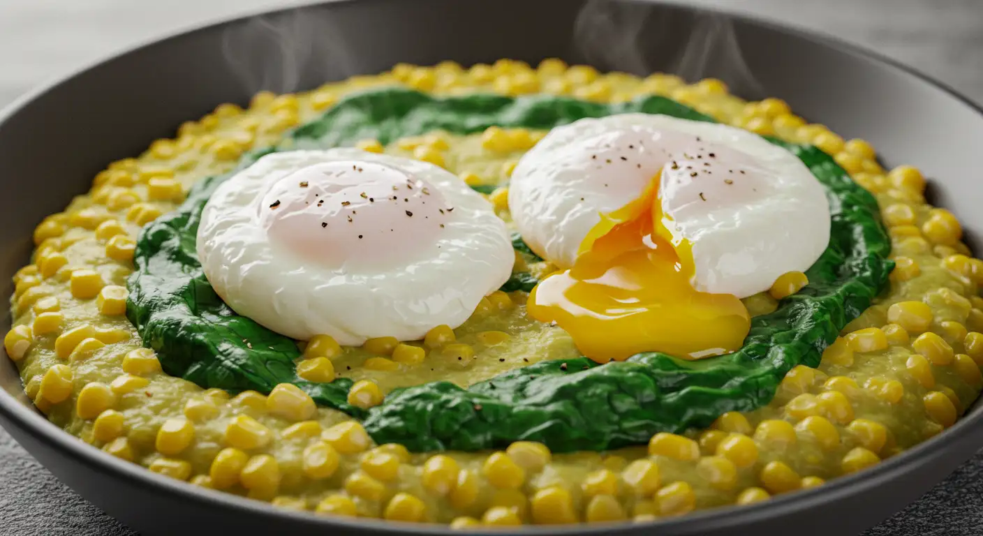 Maize porridge with spinach and eggs
